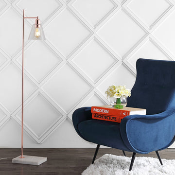 Lorena 55" Modern Glam Metal/Marble LED Floor Lamp - JONATHAN Y